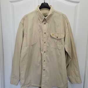 Beretta Men's Hunting Button-Up Dress Shirt Nude Long Sleeve Front Pocket XL